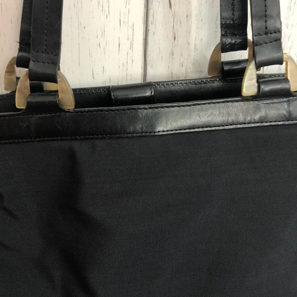 🌻 Tommy Bahama Black Canvas & Vegan Handbag